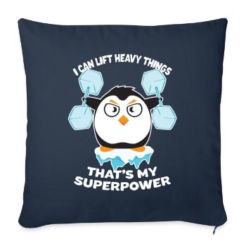Cadeau de sport muscles de remise en forme pingouin - Housse de coussin décorative 45 x 45 cm - bleu marine - Devant