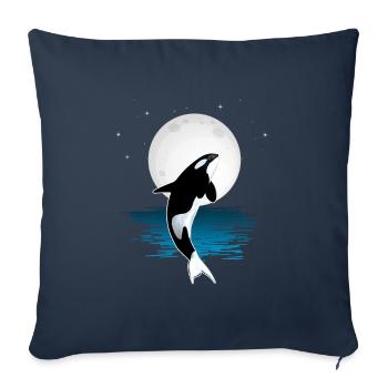 Orca killer whale moon whale sea ocean gift - Sofa pillowcase 17,3'' x 17,3'' (45 x 45 cm) - navy - Front