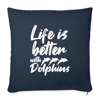 Dauphin - Housse de coussin décorative 45 x 45 cm - bleu marine - Devant
