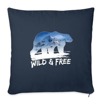 Ours polaire ours polaire cadeau du changement climatique au pôle nord - Housse de coussin décorative 45 x 45 cm - bleu marine - Devant