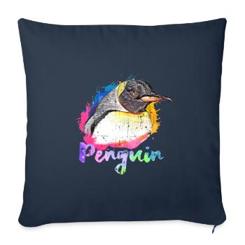 Cadeau pingouin antarctique - Housse de coussin décorative 45 x 45 cm - bleu marine - Devant