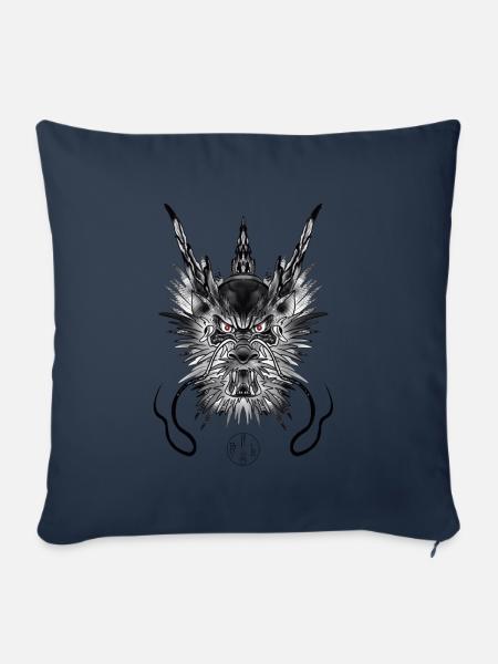 Japanischer Drachenhorimono-Tattoo-Stil schwarz - Sofakissenbezug 45 x 45 cm - Navy