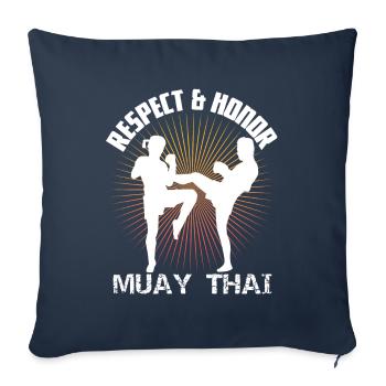 Les Muay Thai respectent les coffrets cadeaux - Housse de coussin décorative 45 x 45 cm - bleu marine - Devant