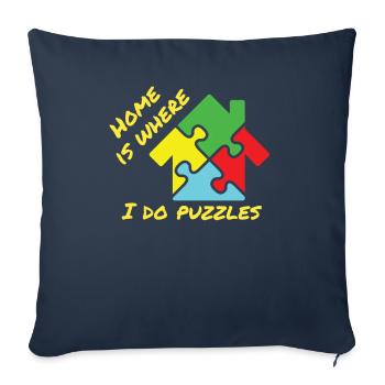 Puzzle Lover Home is Where I Do Puzzles - Sofa pillowcase 17,3'' x 17,3'' (45 x 45 cm) - navy - Front