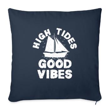 bateau à voile - Housse de coussin décorative 45 x 45 cm - bleu marine - Devant