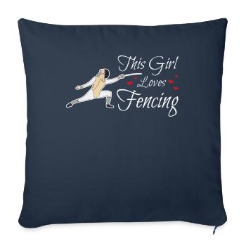 Cette fille aime l'escrime Epée de cadeau d'escrimeur sportif - Housse de coussin décorative 45 x 45 cm - bleu marine - Devant
