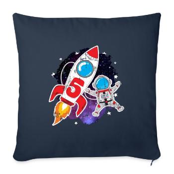 Rocket 5th Birthday Space Astronaut - Sofa pillowcase 17,3'' x 17,3'' (45 x 45 cm) - navy - Front