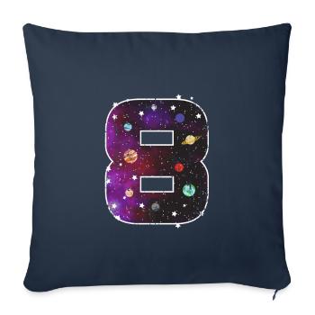 Astronaute 8ème anniversaire - Housse de coussin décorative 45 x 45 cm - bleu marine - Devant