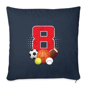 Sport 8ème anniversaire - Housse de coussin décorative 45 x 45 cm - bleu marine - Devant