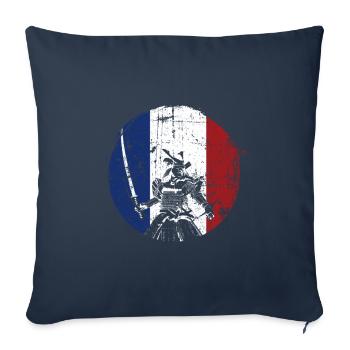 Samurai France guerrier - Housse de coussin décorative 45 x 45 cm - bleu marine - Devant