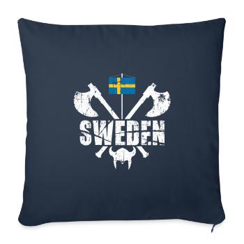 Suède Viking cadeau - Housse de coussin décorative 45 x 45 cm - bleu marine - Devant