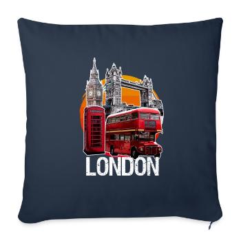 Cabine téléphonique londonienne Big Ben Bridge - Housse de coussin décorative 45 x 45 cm - bleu marine - Devant