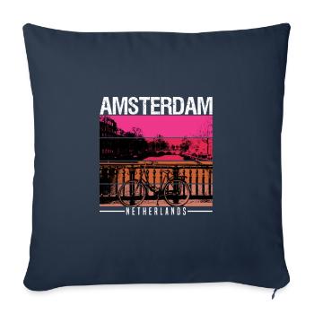Amsterdam - Housse de coussin décorative 45 x 45 cm - bleu marine - Devant