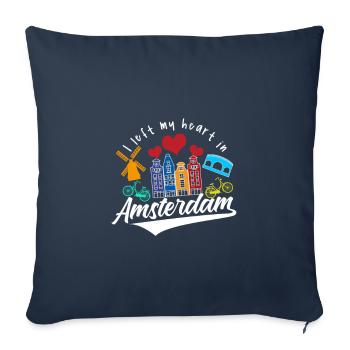 Amsterdam Moulin à vent vélo vieille ville - Housse de coussin décorative 45 x 45 cm - bleu marine - Devant