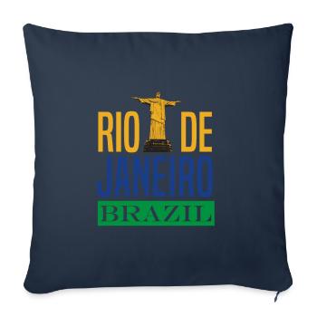 Brésil Rio de Janeiro - Housse de coussin décorative 45 x 45 cm - bleu marine - Devant