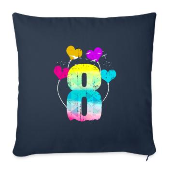 8ème cadeau d'anniversaire de ballon ballon anniversaire - Housse de coussin décorative 45 x 45 cm - bleu marine - Devant