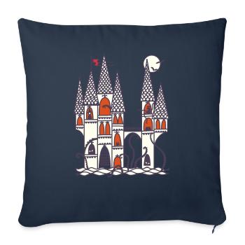 Château effrayant - Housse de coussin décorative 45 x 45 cm - bleu marine - Devant