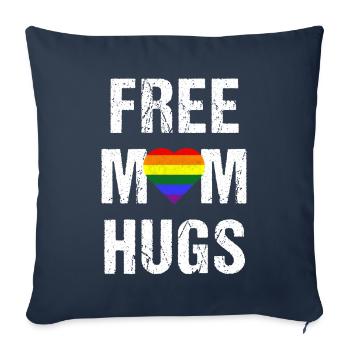 Maman gratuite embrasse la ligne arc-en-ciel LGBT - Housse de coussin décorative 45 x 45 cm - bleu marine - Devant