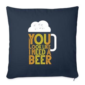 Bière Humour Drôle Dire Drôle Cadeau - Housse de coussin décorative 45 x 45 cm - bleu marine - Devant