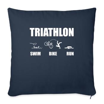 Triathlon Funny Funny Athlete Drinking Gift - Housse de coussin décorative 45 x 45 cm - bleu marine - Devant