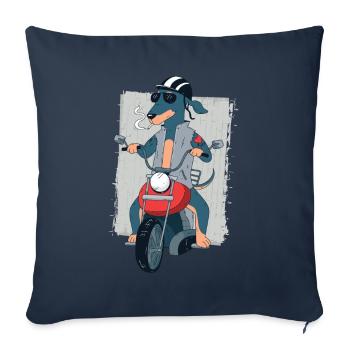Rocker teckel sur cadeau de motard moto 1187 - Housse de coussin décorative 45 x 45 cm - bleu marine - Devant