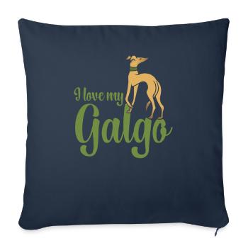 J'aime mon galgo - Housse de coussin décorative 45 x 45 cm - bleu marine - Devant