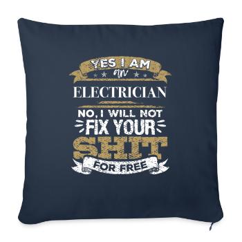 Électricien Non, je ne réparerai pas ta merde gratuitement - Housse de coussin décorative 45 x 45 cm - bleu marine - Devant