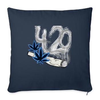 420 fumée de cannabis - Housse de coussin décorative 45 x 45 cm - bleu marine - Devant