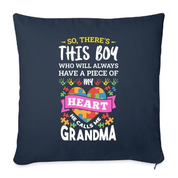 Cadeau de grand-mère de grand-mère de petits-enfants d'autisme - Housse de coussin décorative 45 x 45 cm - bleu marine - Devant