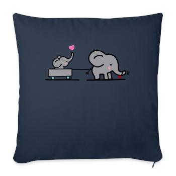 Big elephant attracts little elephant - Sofa pillowcase 17,3'' x 17,3'' (45 x 45 cm) - navy - Front