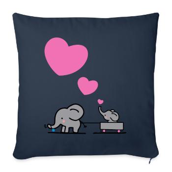 Big elephant draws little elephants with a heart - Sofa pillowcase 17,3'' x 17,3'' (45 x 45 cm) - navy - Front