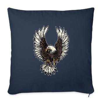 Aigle aigle tête d'aigle cadeau biker - Housse de coussin décorative 45 x 45 cm - bleu marine - Devant