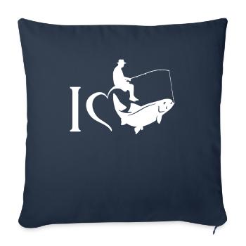 J'aime le cadeau de pêche de pêche - Housse de coussin décorative 45 x 45 cm - bleu marine - Devant