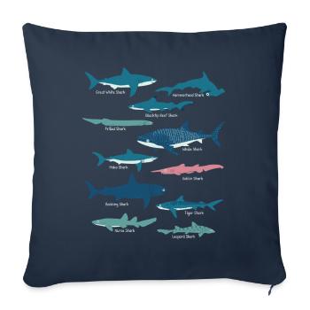 Haiarten Meeresbiologie - Sofakissenbezug 45 x 45 cm - Navy - Vorne