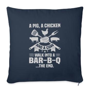 BBQ Humour Cadeau Porc Poulet Vache Wank dans bar B Q. - Housse de coussin décorative 45 x 45 cm - bleu marine - Devant