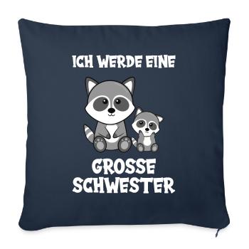Ich werde große Schwester - Sofakissenbezug 45 x 45 cm - Navy - Vorne