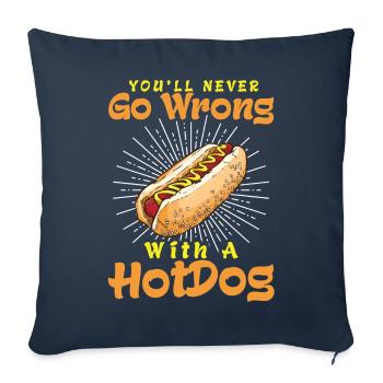 Saucisse hot dog - Housse de coussin décorative 45 x 45 cm - bleu marine - Devant