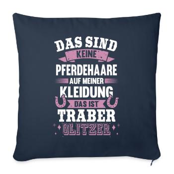 Traber Glitzer Pferdehaare Pferd Reiter - Sofakissenbezug 45 x 45 cm - Navy - Vorne