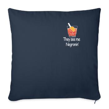 They see me Negronin Cocktail Alcohol Party Summer - Housse de coussin décorative 45 x 45 cm - bleu marine - Devant