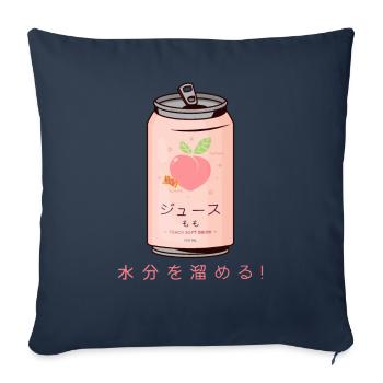90s Japanese Aesthetic Peach Juice Can Aesthetic - Housse de coussin décorative 45 x 45 cm - bleu marine - Devant