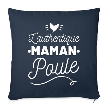 l'authentique maman poule idée cadeau citations - Housse de coussin décorative 45 x 45 cm - bleu marine - Devant