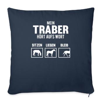 Mein Traber hört aufs Wort Pferd Reiter - Sofakissenbezug 45 x 45 cm - Navy - Vorne