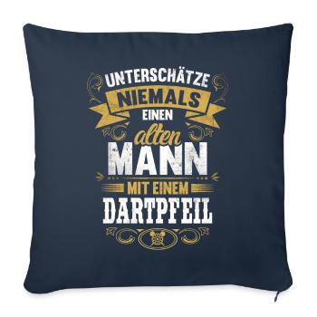 Dart Dartpfeil Dartspieler Darts Spruch Männer - Sofakissenbezug 45 x 45 cm - Navy - Vorne