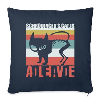 Le chat de Schrödinger est mort - Housse de coussin décorative 45 x 45 cm - bleu marine - Devant
