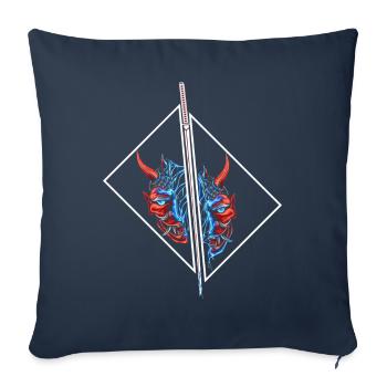 Japon Anime Masque Design Samurai Oni Monster - Housse de coussin décorative 45 x 45 cm - bleu marine - Devant