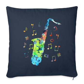 Bunt Saxophon-Musiker Saxophon Jazzmusik - Sofakissenbezug 45 x 45 cm - Navy - Vorne