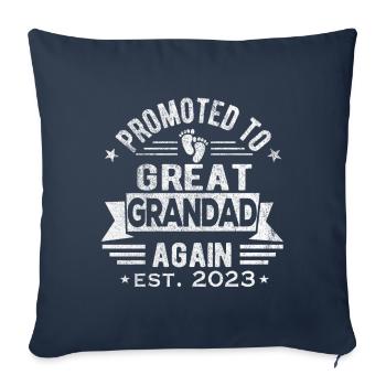 Promu arrière-grand-père à nouveau arrière-grand-père rétro 2023 - Housse de coussin décorative 45 x 45 cm - bleu marine - Devant