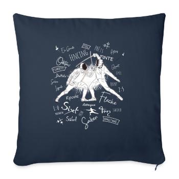 Fencing Terms Training Gift - Sofa pillowcase 17,3'' x 17,3'' (45 x 45 cm) - navy - Front