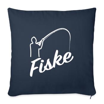 Pêche Vacances suédoises Scandinavie Fiske Angel - Housse de coussin décorative 45 x 45 cm - bleu marine - Devant