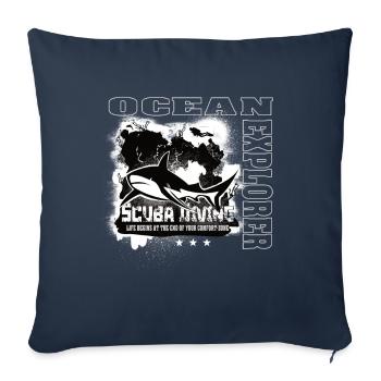 Ocean Explorer Plongée sous-marine Shark Reef - Housse de coussin décorative 45 x 45 cm - bleu marine - Devant